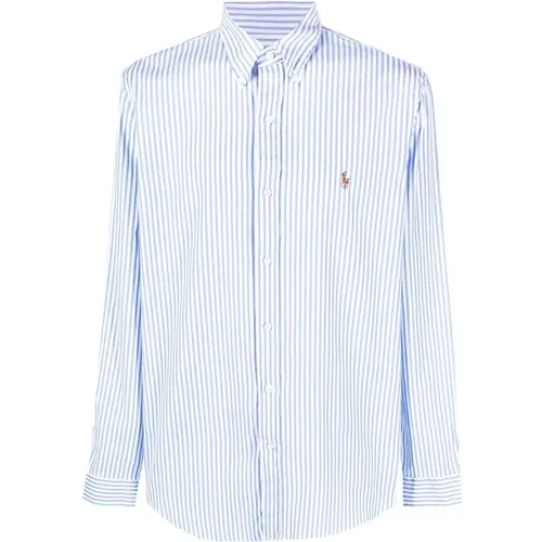 Blaues Button-Down Hemd mit Besticktem Logo , Herren, Größe: 2XL - Ralph Lauren - Modalova