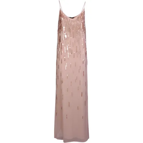 S embroidered sequin long dress boasts a long , female, Sizes: S, XS - Amen - Modalova