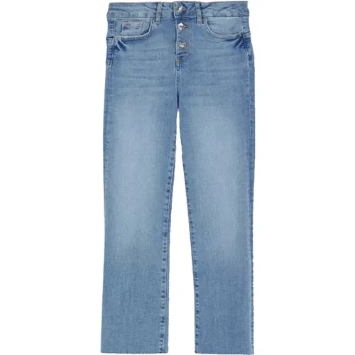 Stone Bleached Fringed Hem Cropped Jeans , female, Sizes: W25, W26 - Liu Jo - Modalova