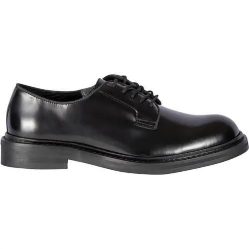 Schwarze Leder Blucher Mokassin Schuhe , Herren, Größe: 44 EU - Selected Homme - Modalova