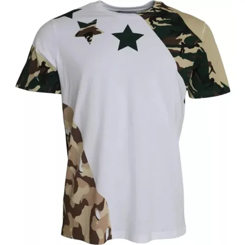 T-Shirts, male, , Size: L Camouflage Stars Round Neck Men's T-Shirt - Dolce & Gabbana - Modalova