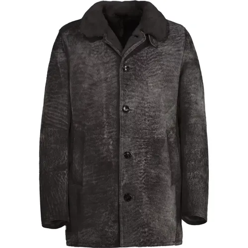 Vintage Shearling Suede Jacket , male, Sizes: 5XL - Gimo's - Modalova