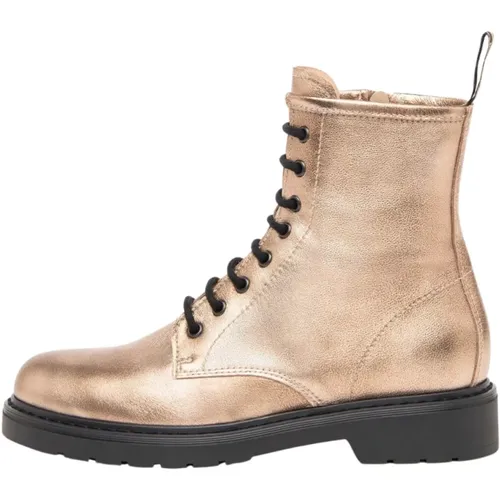 Elegante Goldene Damen Schnürstiefeletten , Damen, Größe: 38 EU - Nerogiardini - Modalova