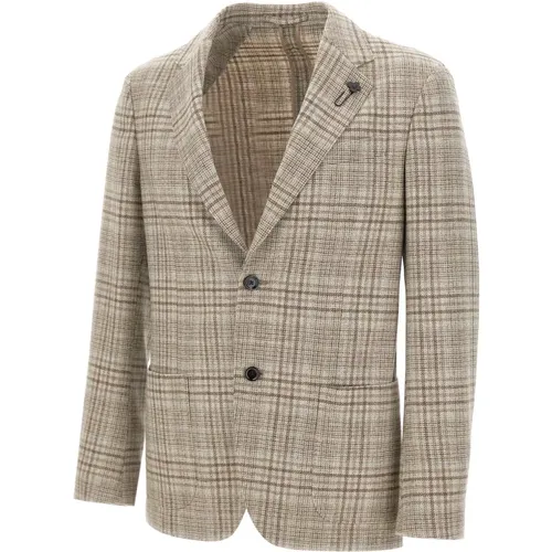 Blazers, male, , Size: L Check Pattern Blazer - Lardini - Modalova