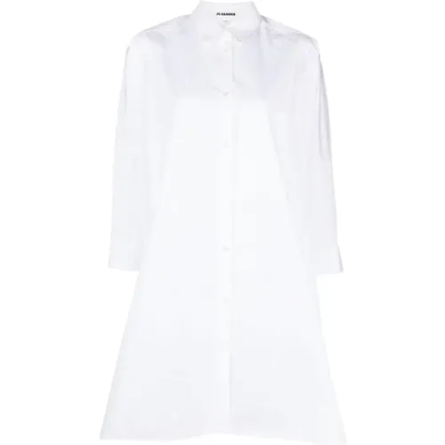 Weiße Hemdkleid mit Knopfleiste und Taschen - Jil Sander - Modalova