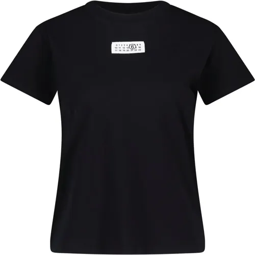 Logo T-Shirt, Comfortable Cotton, Straight Cut, Round Neck, Made in Portugal , female, Sizes: L, XL, XS - Maison Margiela - Modalova