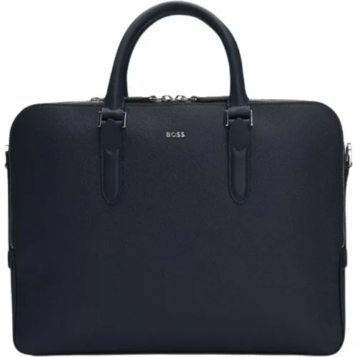 Laptop Bags & Cases, male, , Size: ONE SIZE Leather document holder with logo print - Hugo Boss - Modalova