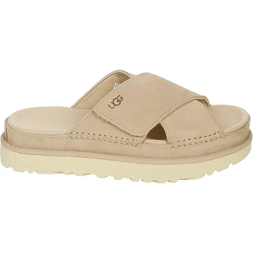 Beige Wildleder Kreuz Sandale , Damen, Größe: 41 EU - Ugg - Modalova