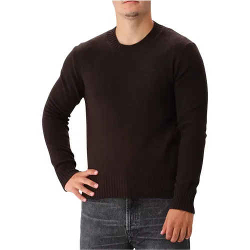 Monochromer Strickpullover Dunkelbraun , Herren, Größe: XL - Ami Paris - Modalova