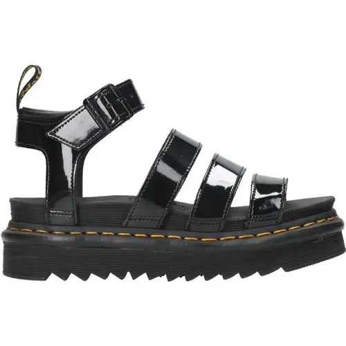 Schwarze Flache Sandalen mit Verstellbarem Knöchelriemen , Damen, Größe: 41 EU - Dr. Martens - Modalova