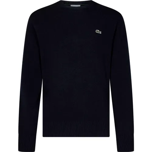 Blauer Rundhalsausschnitt Wollpullover Aw24 , Herren, Größe: S - Lacoste - Modalova