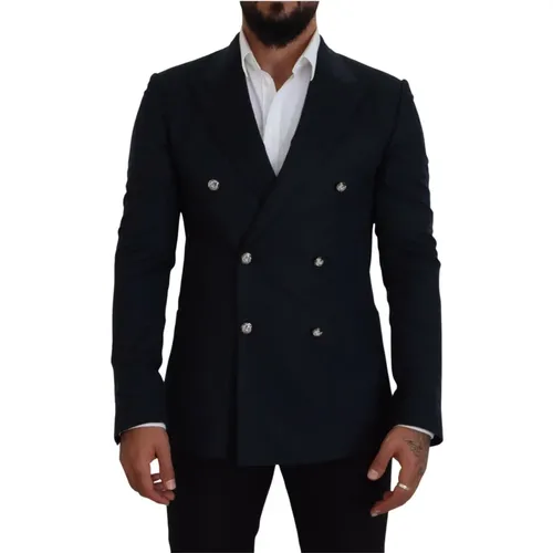 Blazers, male, , Size: M Double Breasted Formal Coat Blazer - Dolce & Gabbana - Modalova