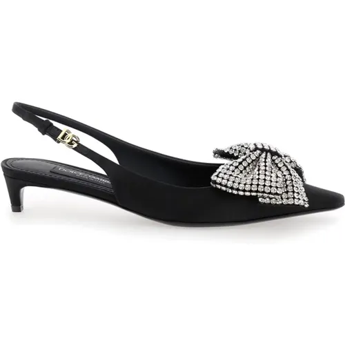 Kitten Heel with Svarovsky Bow , female, Sizes: 4 UK, 7 UK, 5 1/2 UK, 5 UK, 6 UK - Dolce & Gabbana - Modalova