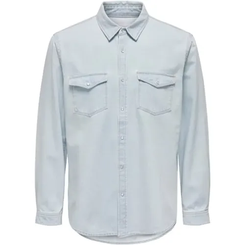 Light Denim Shirt Jacket , male, Sizes: L, S, M, XS, 2XL, XL - Only & Sons - Modalova