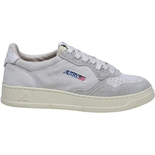 Cream/ Suede Sneakers with Rubber Sole , male, Sizes: 8 UK - Autry - Modalova