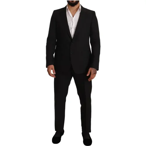 Single Breasted Suits, male, , Size: XL Fantasy Slim Fit Wool Martini Suit - Dolce & Gabbana - Modalova