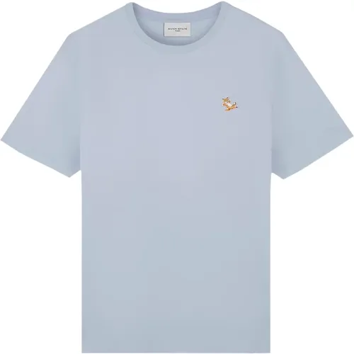 T-Shirt mit ikonischem Patch aus Baumwolle,Chillax Fox Patch Regular T-Shirt,Clear T-Shirts und Polos mit Chillax Fox Patch - Maison Kitsuné - Modalova