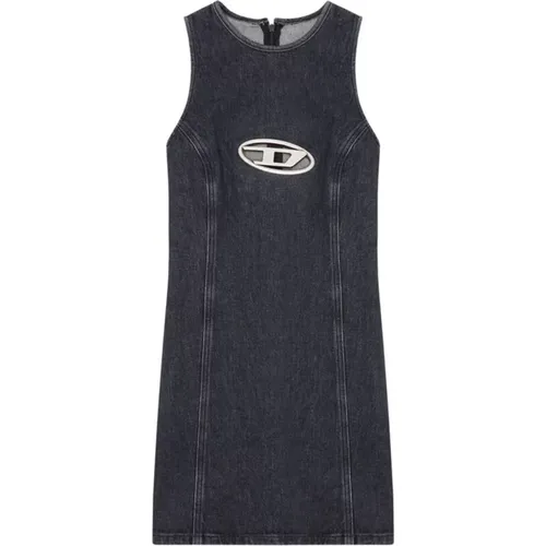 Schwarzes Denim Tank Kleid , Damen, Größe: S - Diesel - Modalova