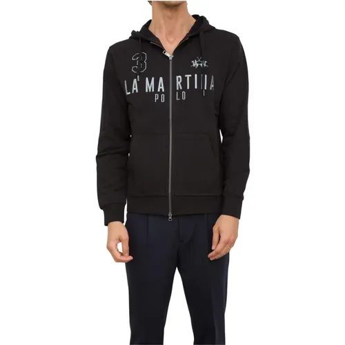 Zip-throughs, male, , Size: XL Diagon Nero Full Zip Sweatshirt - LA MARTINA - Modalova