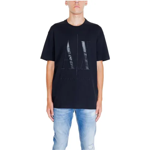 Schwarzes Bedrucktes T-Shirt für Männer - Armani Exchange - Modalova