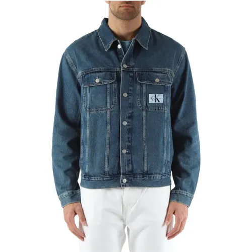 Jeansjacke Regular Fit mit Logo-Patch , Herren, Größe: XL - Calvin Klein Jeans - Modalova