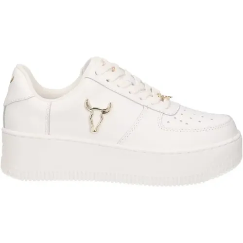 Leather Sneaker with Gold Metal Logo , female, Sizes: 5 UK, 7 UK, 3 UK, 6 UK - Windsor Smith - Modalova