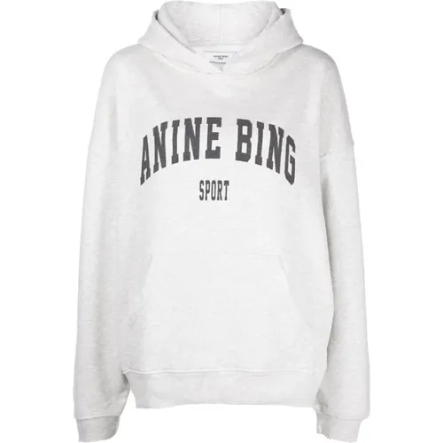 Grau Grünes Logo Hoodie , Damen, Größe: M - Anine Bing - Modalova