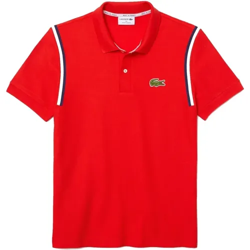 French Made Polo with Tricolor Stripes , male, Sizes: M, S - Lacoste - Modalova