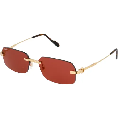 Stylische Sonnenbrille CT0271S,Goldene quadratische Sonnenbrille mit rosa verspiegelten Gläsern - Cartier - Modalova