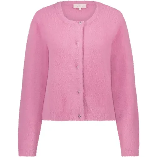 Rosa Blumenknopf-Strickjacke - Fabienne Chapot - Modalova