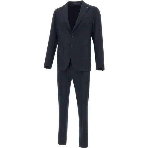 Single Breasted Suits, male, , Size: S Cool Wool Two-Piece Suit - Tagliatore - Modalova