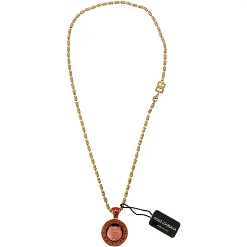 Necklaces, male, , Size: ONE SIZE Luxury Gold Charm Chain Necklace - Dolce & Gabbana - Modalova