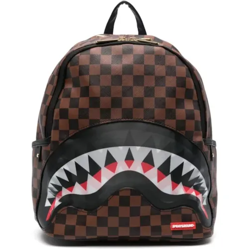 Karierten Rucksack aus Kunstleder, braun - SPRAYGROUND - Modalova