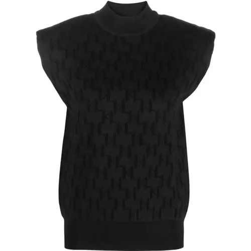 Monogram jacquard knit top , female, Sizes: XS, S - Karl Lagerfeld - Modalova
