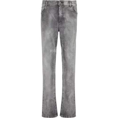 Straight Jeans, male, , Size: W32 Classic Lion Head Jeans Grey - Balmain - Modalova