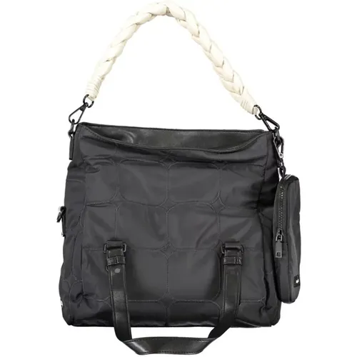 Schwarze Polyester-Handtasche mit abnehmbarer Clutch - Desigual - Modalova