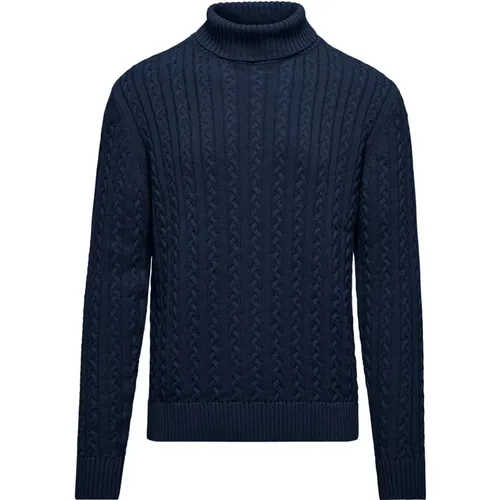 Warm Cotton Cable Knit Mock Neck Turtleneck , male, Sizes: M, 2XL, XL, L, S - BomBoogie - Modalova