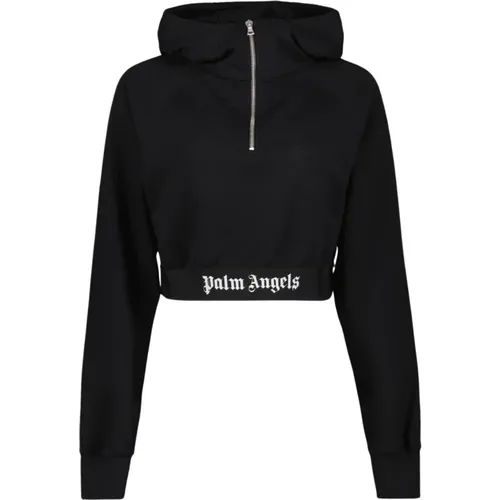 Kurzer Hoodie mit Reißverschluss und Logo , Damen, Größe: L - Palm Angels - Modalova