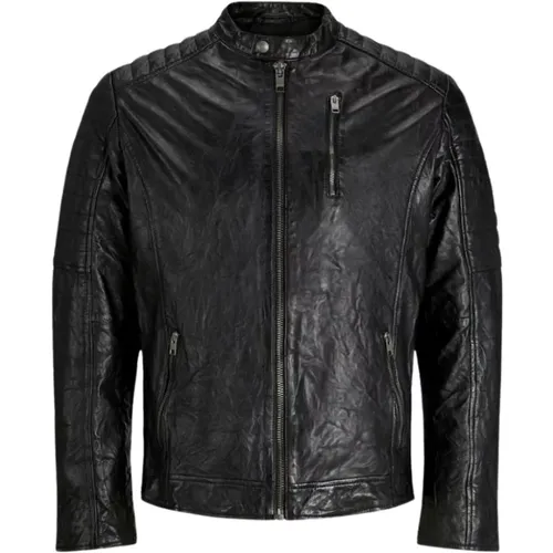 Lederjacke , Herren, Größe: M - jack & jones - Modalova