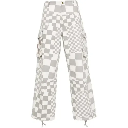 Wide Trousers, male, , Size: L Checkered Cargo Pants - ERL - Modalova