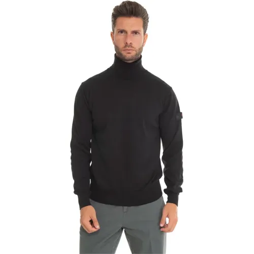 Turtlenecks, male, , Size: M Slim Fit Turtleneck with Arm Logo - Peuterey - Modalova