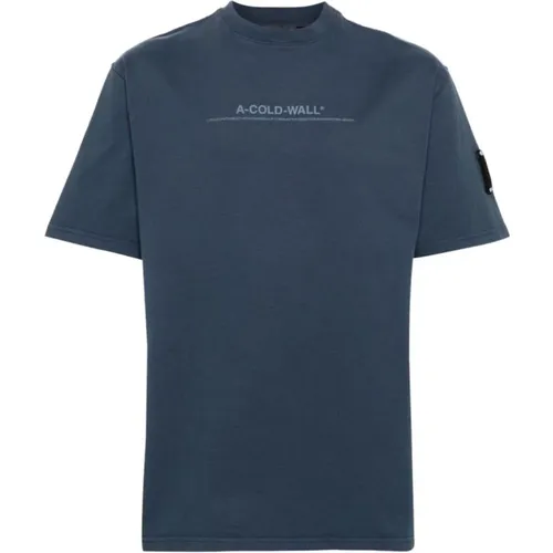 Navy T-Shirt Acwmts187 , Herren, Größe: L - A-Cold-Wall - Modalova