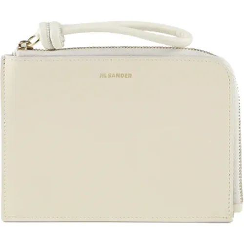 Wallets & Cardholders, female, , Size: ONE SIZE Ivory Calfskin Clutch Wallet with Logo - Jil Sander - Modalova