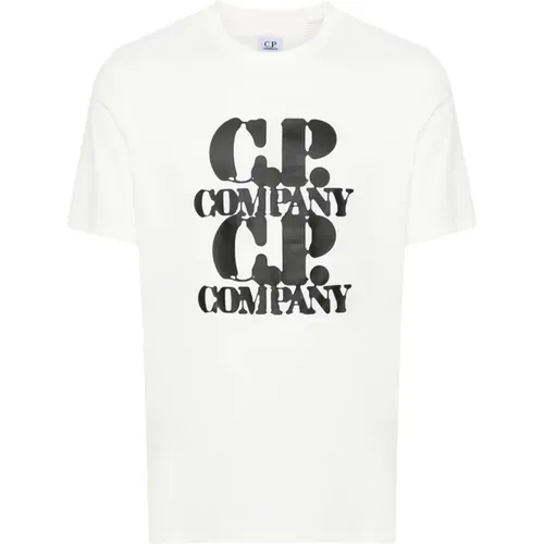 Weiße T-Shirts und Polos,T-Shirt mit Logo-Print - C.P. Company - Modalova