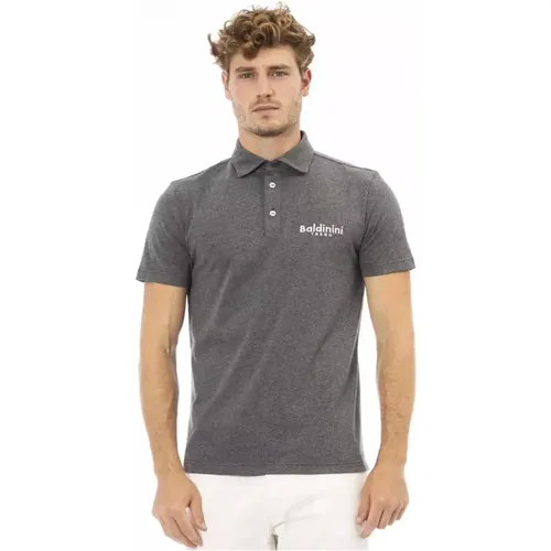 Graues Polo-Shirt mit Besticktem Logo , Herren, Größe: L - Baldinini - Modalova