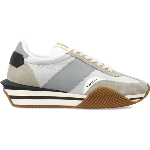 James Sneakers Silver+cream Ss24 , male, Sizes: 6 UK, 9 UK, 7 UK, 6 1/2 UK, 10 UK, 9 1/2 UK, 7 1/2 UK, 8 UK, 8 1/2 UK - Tom Ford - Modalova