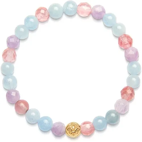 Women Wristband with Cherry Quartz, Amethyst Lavender and Aquamarine , female, Sizes: M, XS, L, S - Nialaya - Modalova