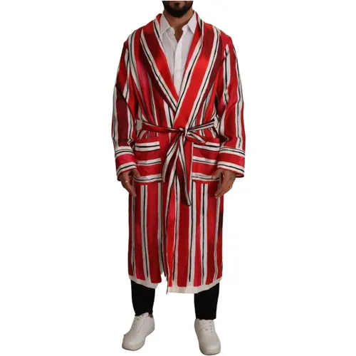 Robes, male, , Size: S Luxury Striped Silk Robe - Dolce & Gabbana - Modalova