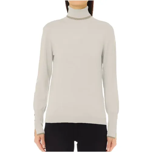 Eleganter weißer Rollkragenpullover , Damen, Größe: XL - Liu Jo - Modalova