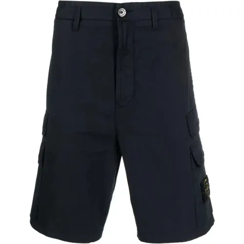 Navy Stretch Baumwollshorts , Herren, Größe: W29 - Stone Island - Modalova